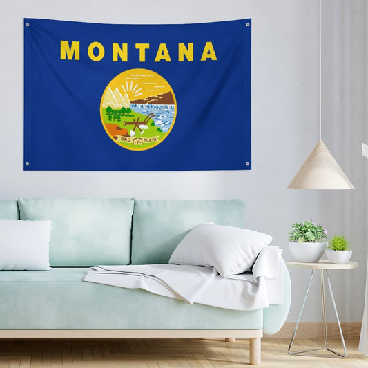 Montana  Flag Inspired Wall Mount Flag with Four Grommets (35x59 in)