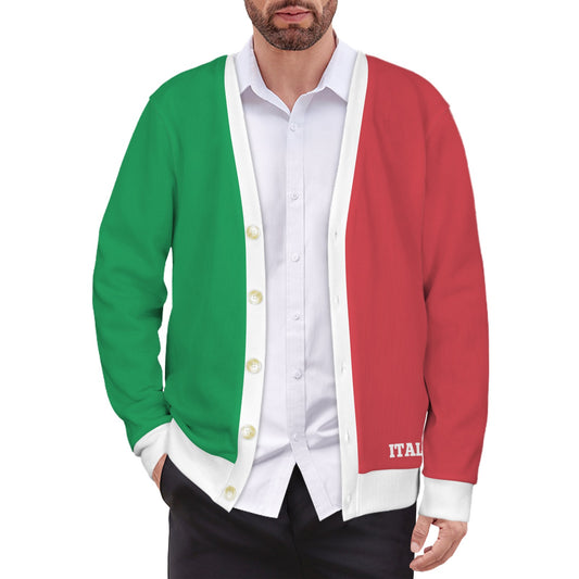 Italy Flag Inspired Men's Cardigan