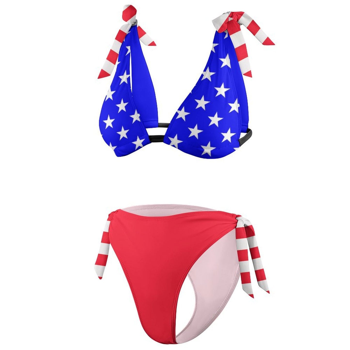 USA/American Flag Inspired Tie-Side High-Waist Bikini Set