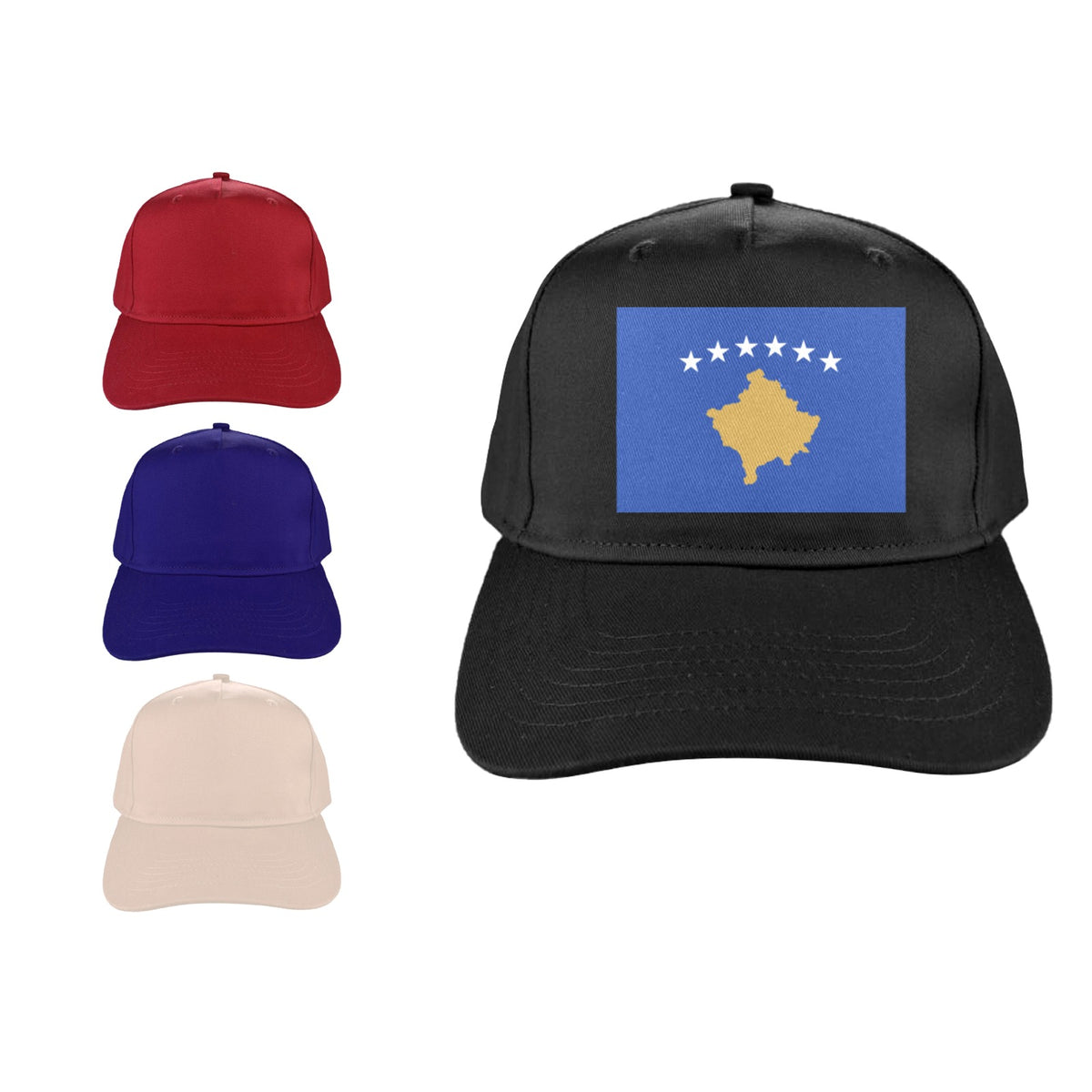 Kosovo Flag Inspired Baseball Cap | Printed in the  USA