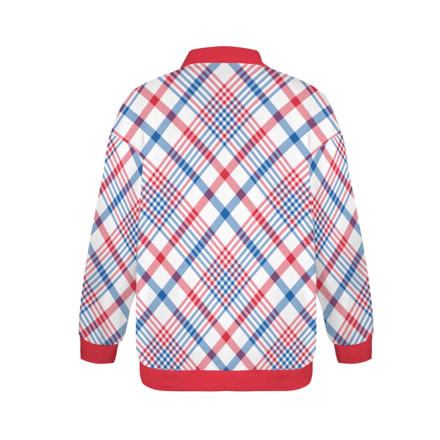 USA/American Flag Plaid Pattern Women's Quarter Zip Pullover Sweatshirt