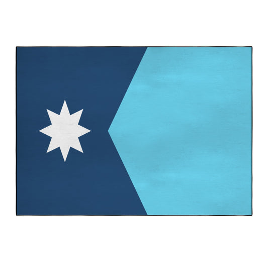 Minnesota Flag Inspired 84x60 Inch Area Rug with Black Binding (Made in the USA)