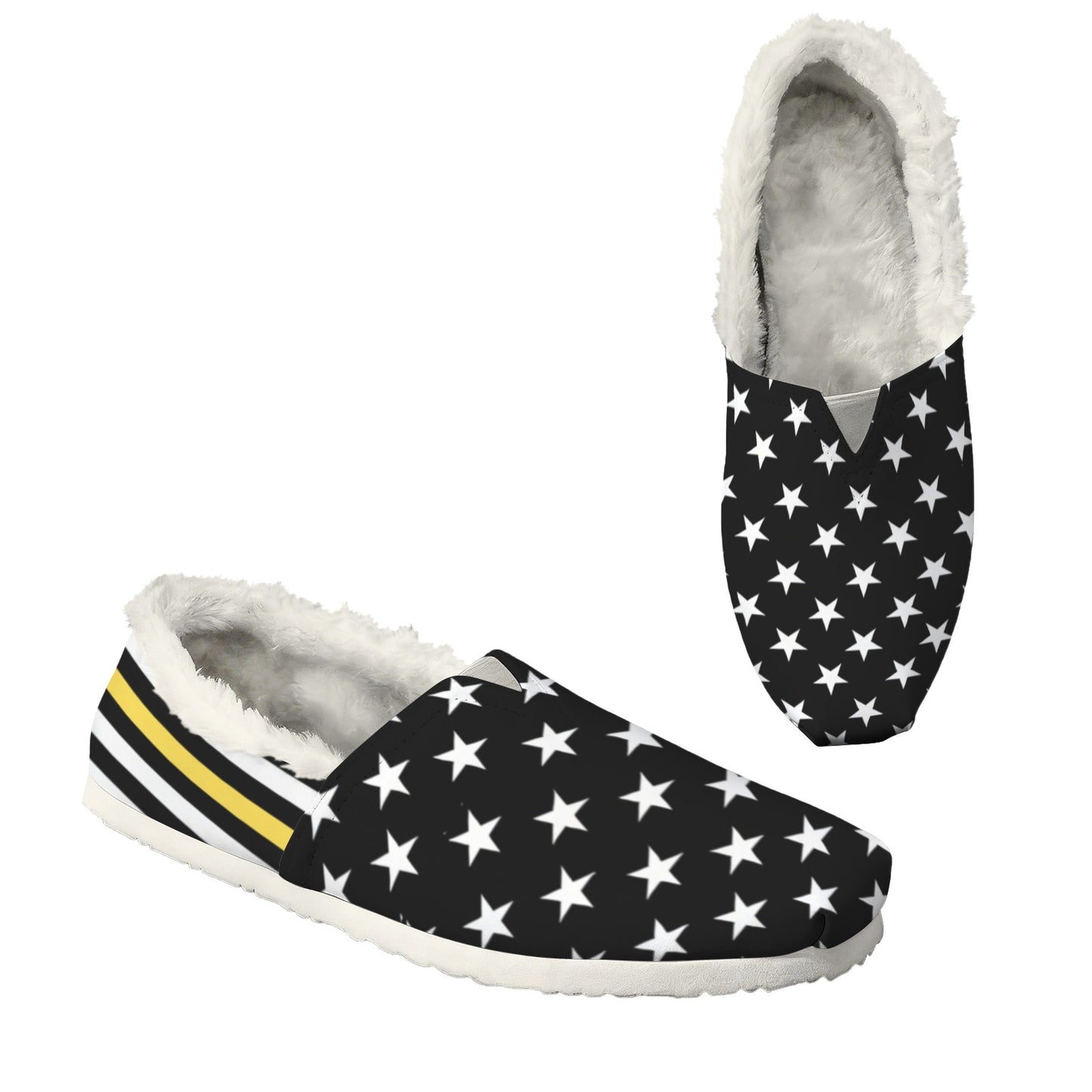 Thin Gold Line Flag Inspired Women's Fleece-Lined Canvas Slip-On