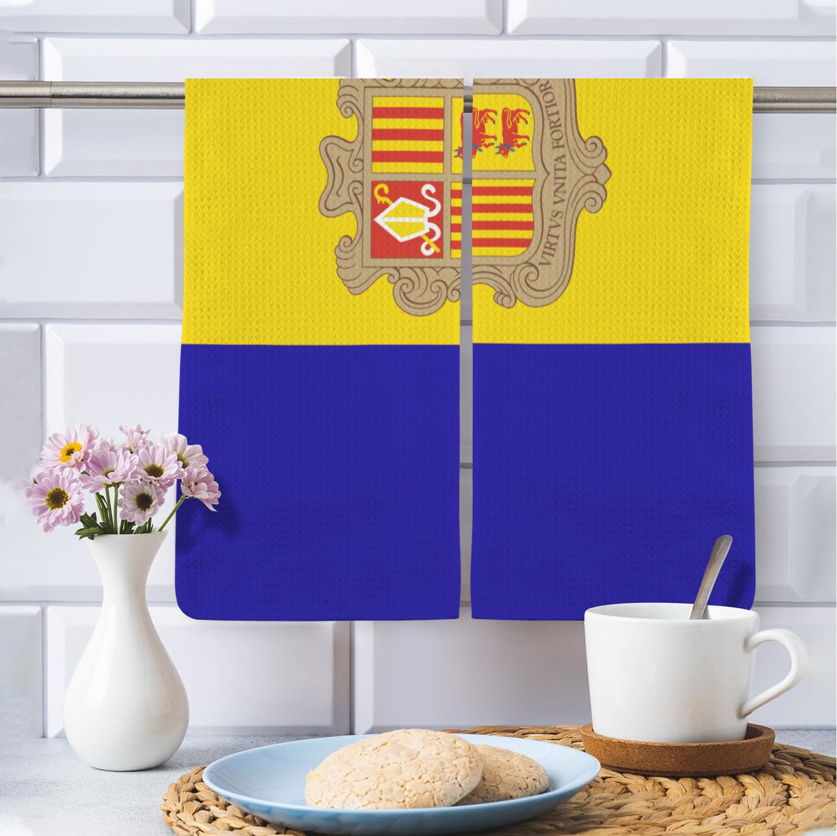 Andorra Flag Inspired Kitchen Towel 40X60cm (Pack of 2) | Printed In the USA