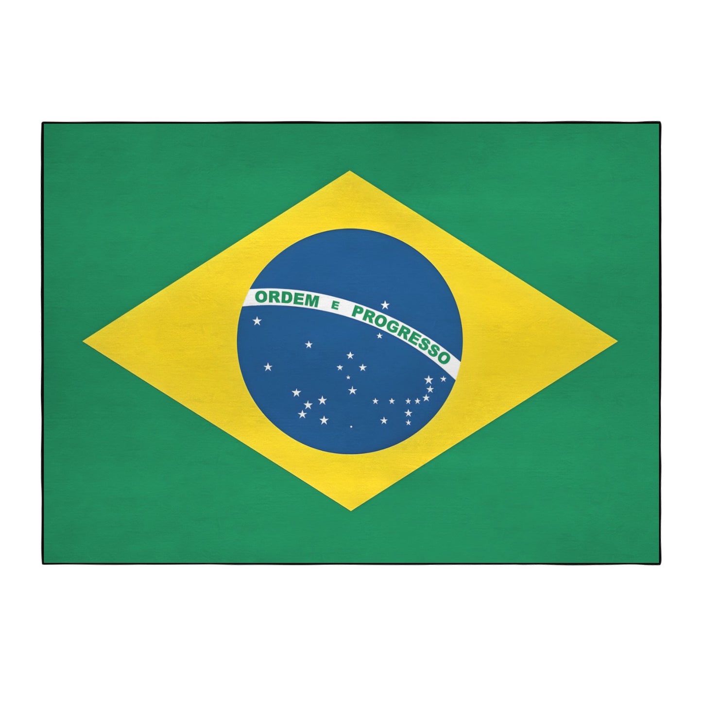 Brazil Flag Inspired 84x60 Inch Area Rug with Black Binding (Made in the USA)