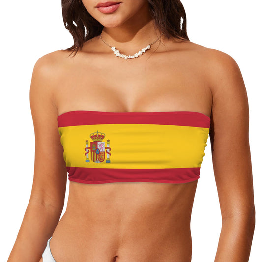 Spain Flag Inspired Bandeau Tube Bikini Top