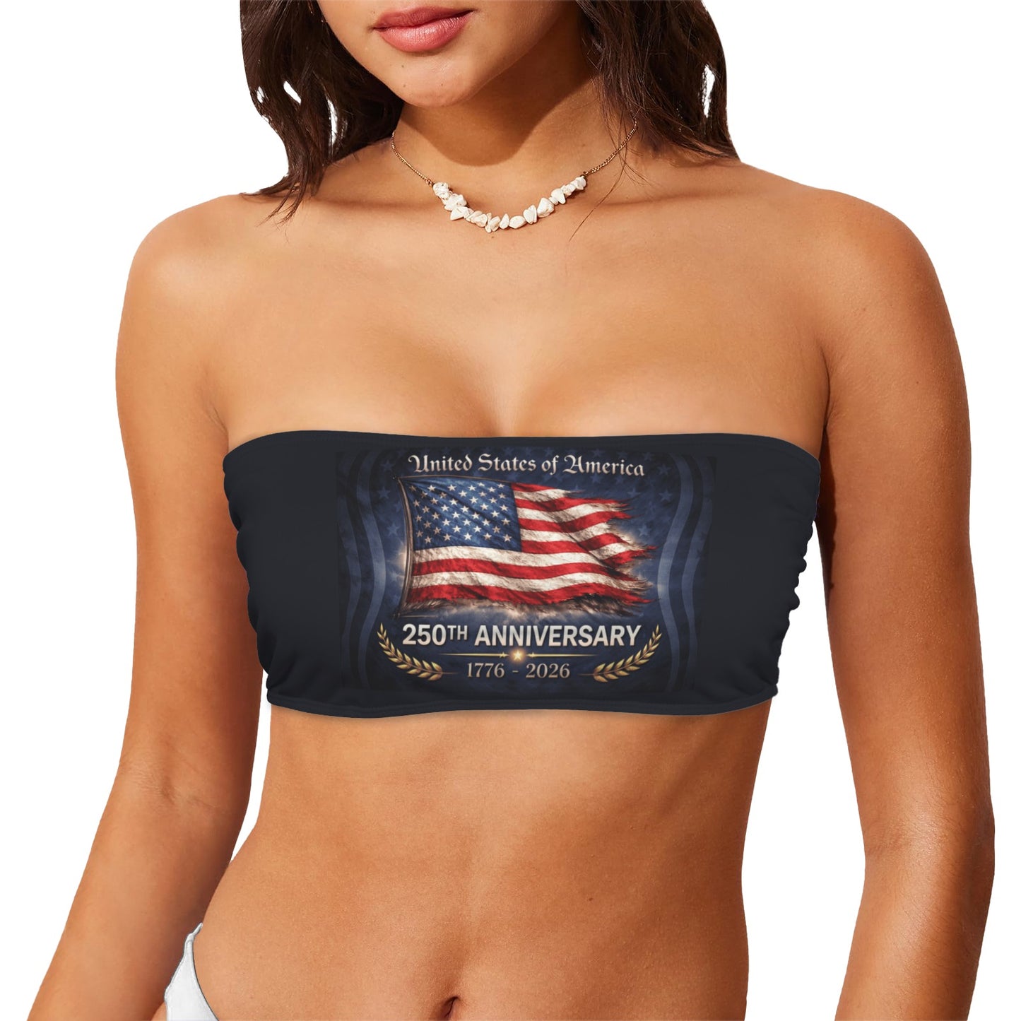250th Anniversary USA/American Flag Inspired Bandeau Tube Bikini Top