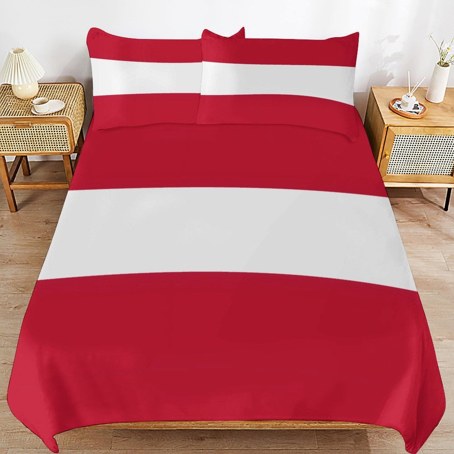 Austria Flag Inspired 3-Piece Bedding Set (1 Duvet Cover + 2 Pillow Shams) – 102"×90"