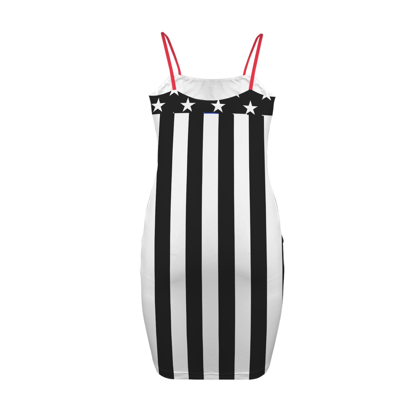 Thin Red Line Flag Inspired Backless Spaghetti Strap Bodycon Dress