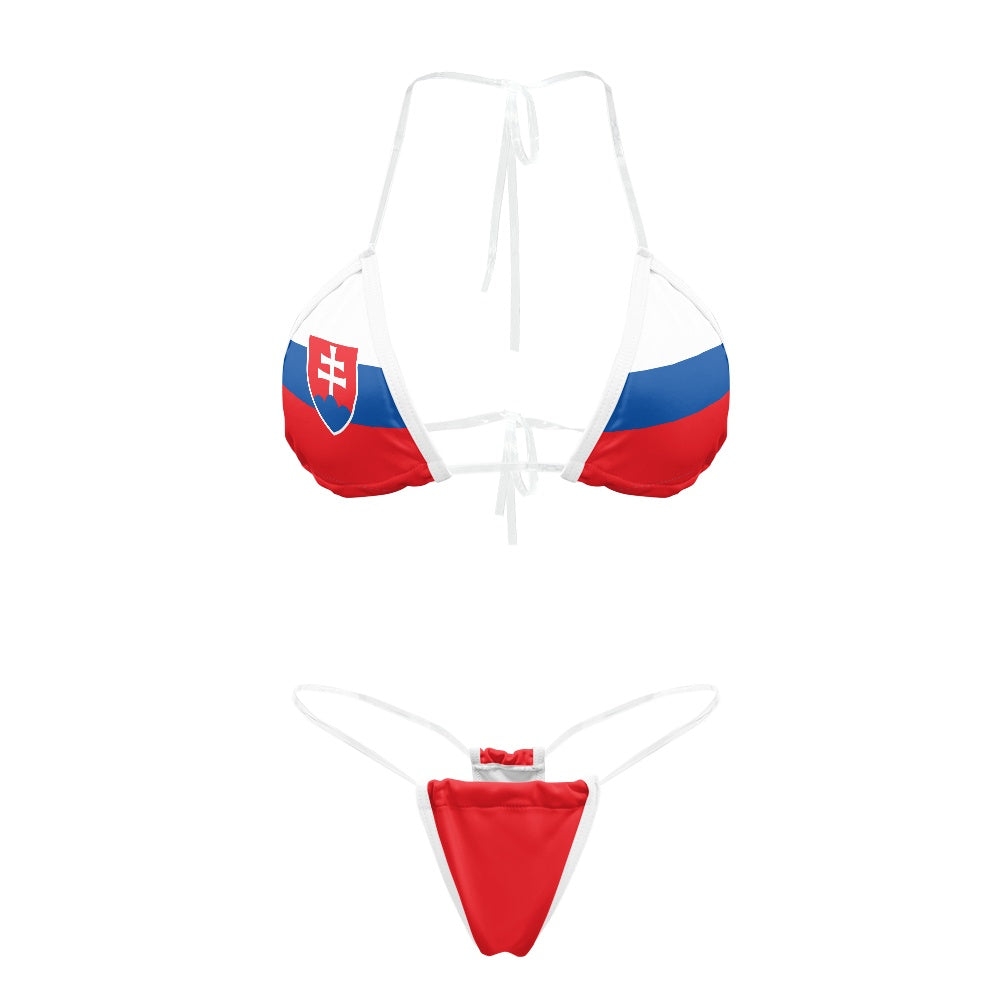 Slovakia Flag Inspired Transparent string bikini