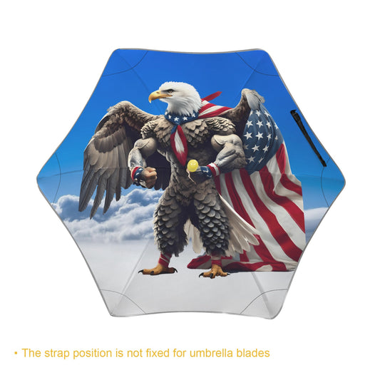 USA/American Flag Inspired Eagle with Cape Kids Safe Round Corner Umbrella
