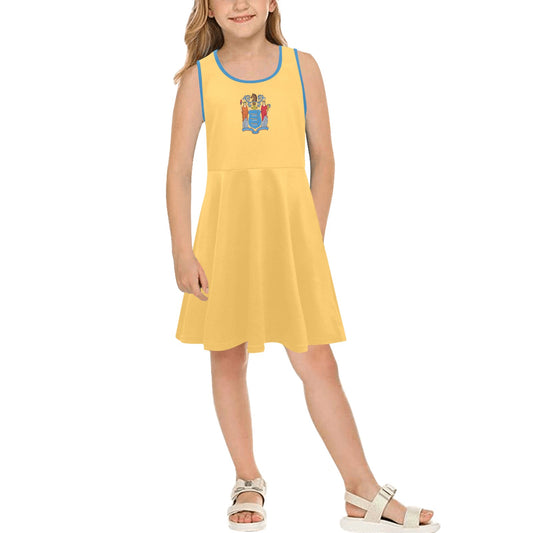 New Jersey Flag Inspired Girls' Sleeveless Sundress | Ships from USA