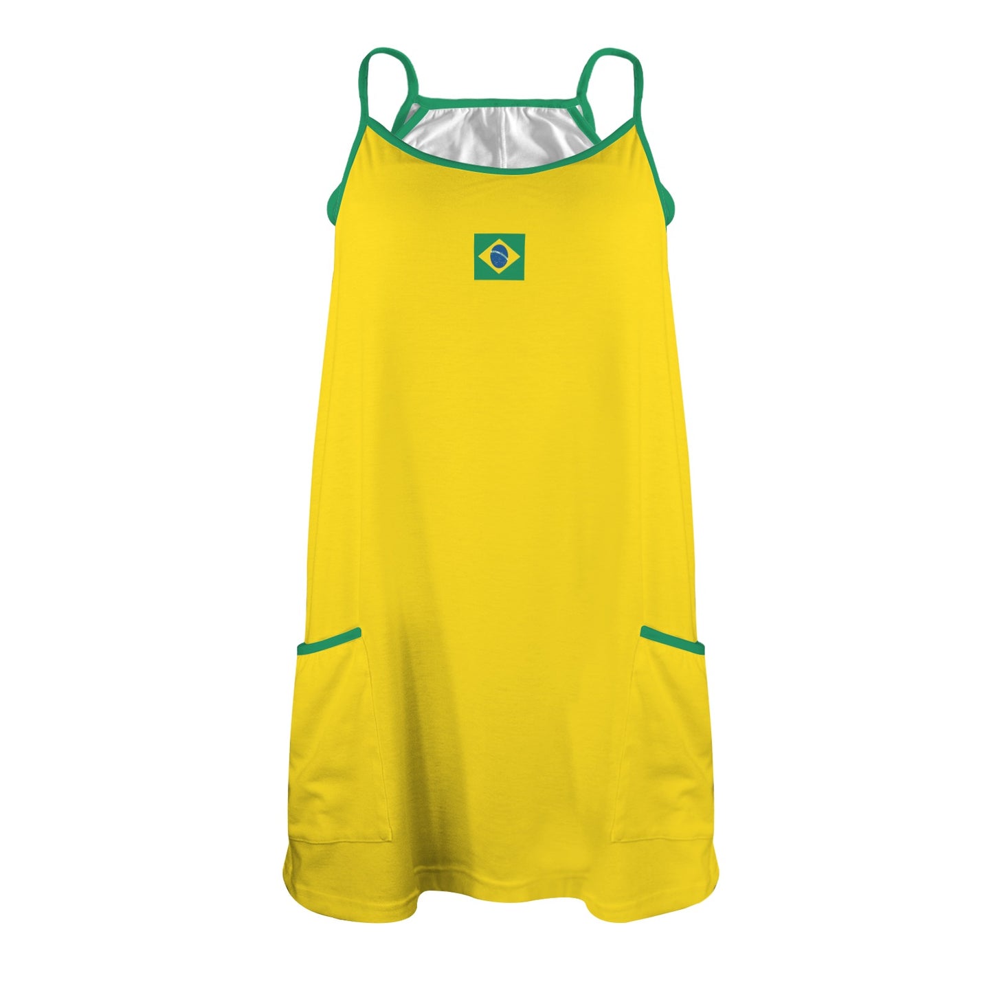 Brazil Flag Inspired Women's Double-Layered Camisole Dress