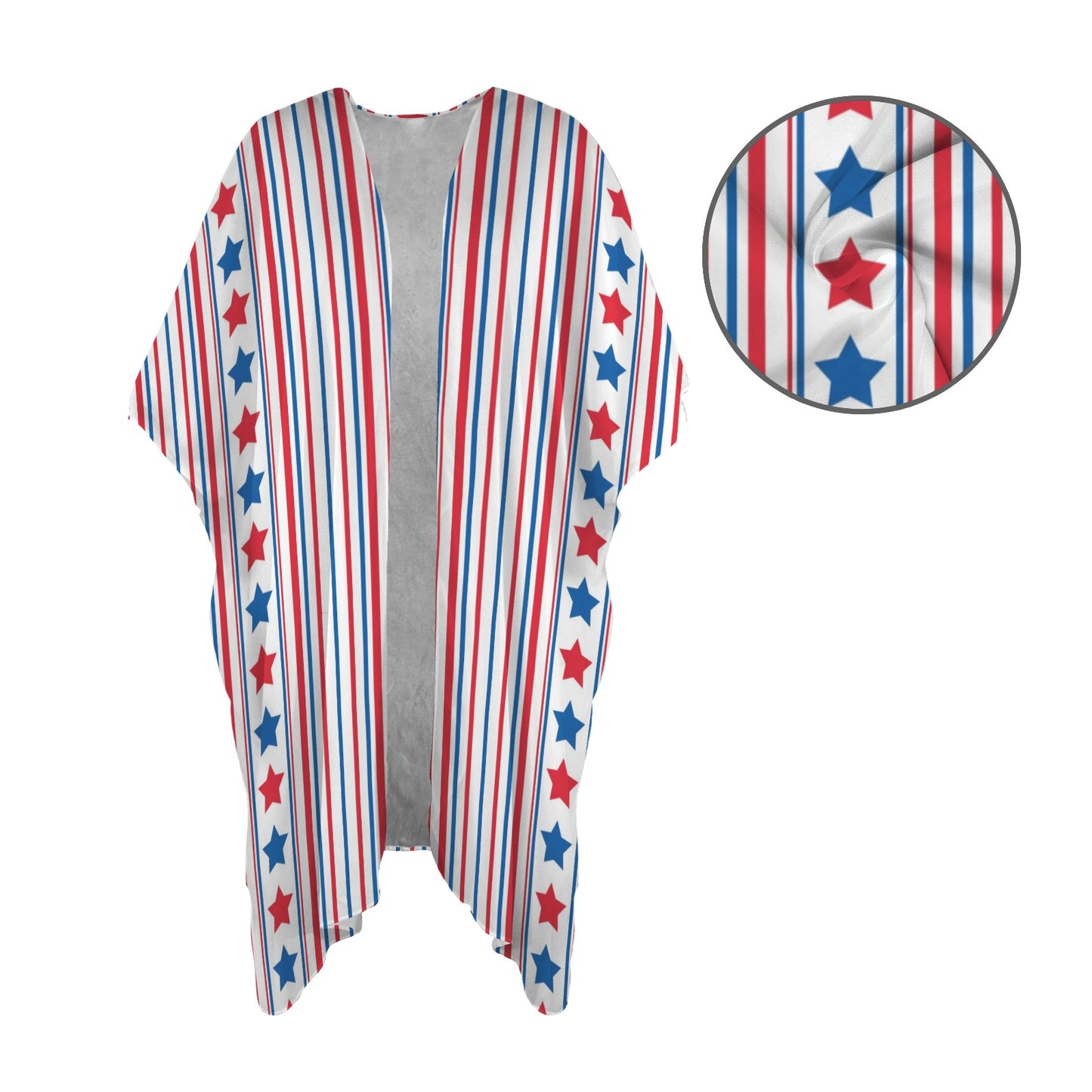 USA/American Flag Inspired Stars & Stripes Pattern Women's Long Cover Up