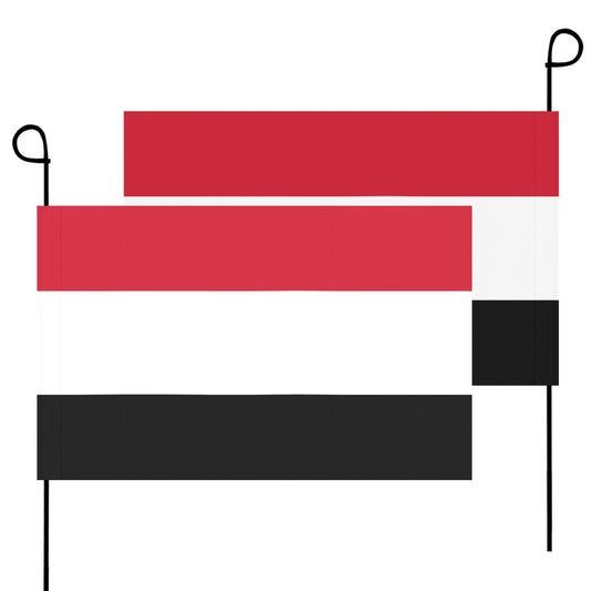 Red, white, black striped flags with poles, Luv My Flag.