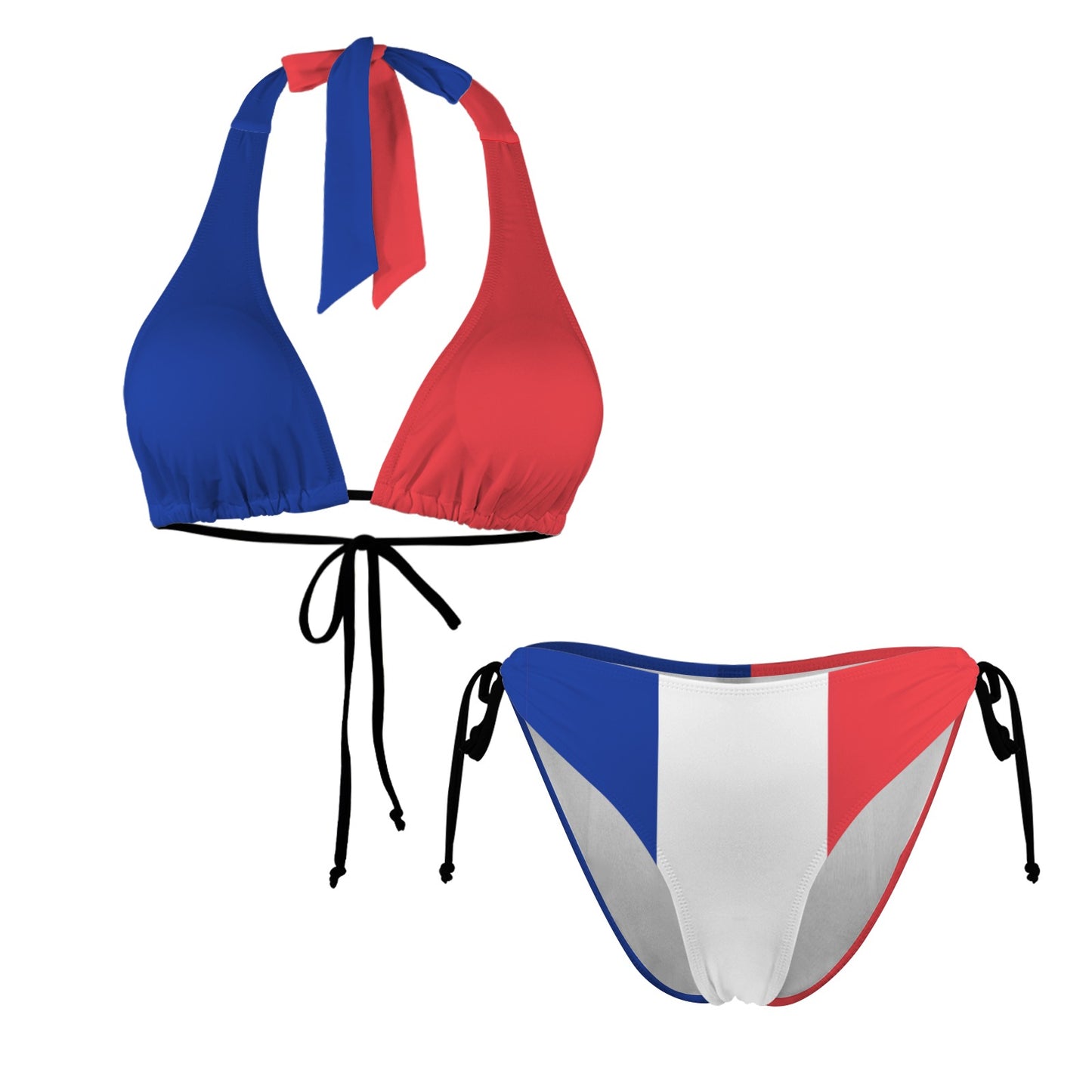 France Flag Inspired Halterneck String Bikini Sets