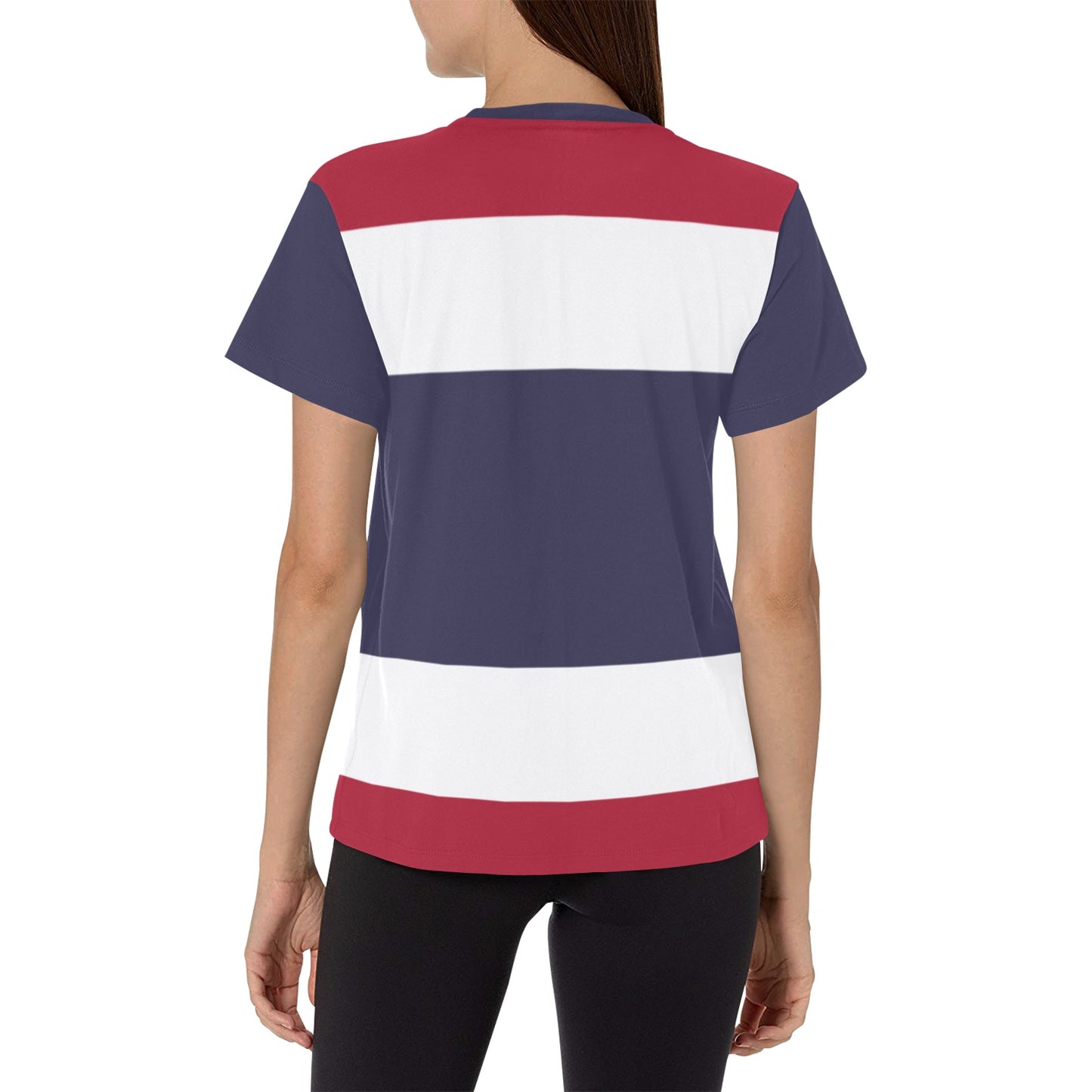 Thailand Flag Inspired Women's All Over Print Crew Neck T-Shirt(T40-2)(Made in Queens)