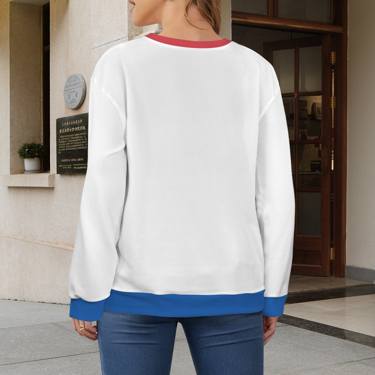 South Korea Flag Inspired Women's Crew Neck Sweater Printed in the USA