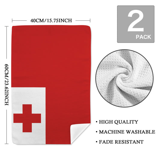Tonga Flag Inspired Kitchen Towel 40X60cm (Pack of 2) | Printed In the USA