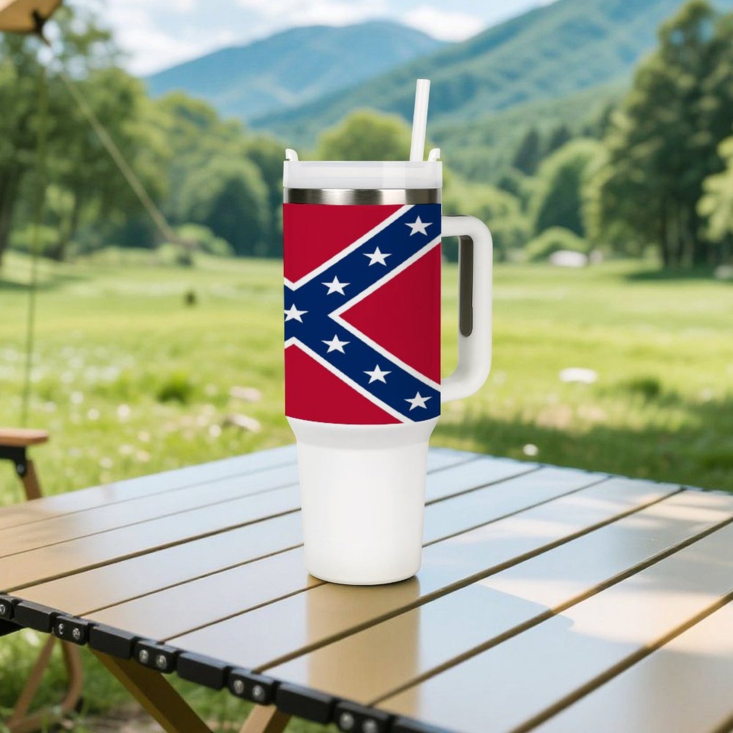 Confederate Battle Flag Design 40 oz Stainless Steel Tumbler (Made in USA)