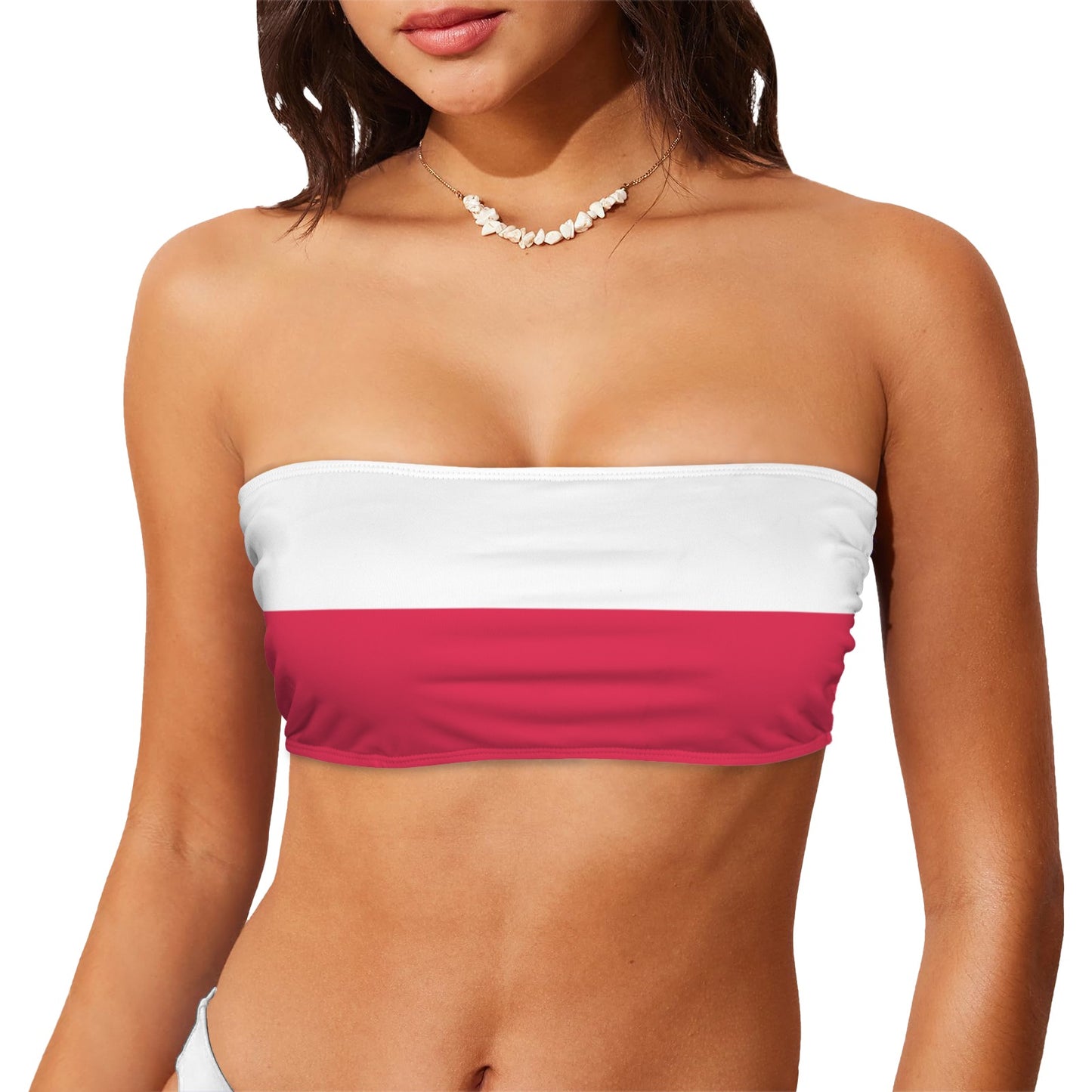 Poland Flag Inspired Bandeau Tube Bikini Top