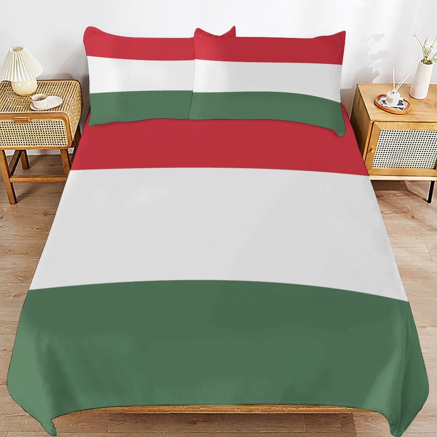 Hungary Flag Inspired 3-Piece Bedding Set (1 Duvet Cover + 2 Pillow Shams) – 102"×90"