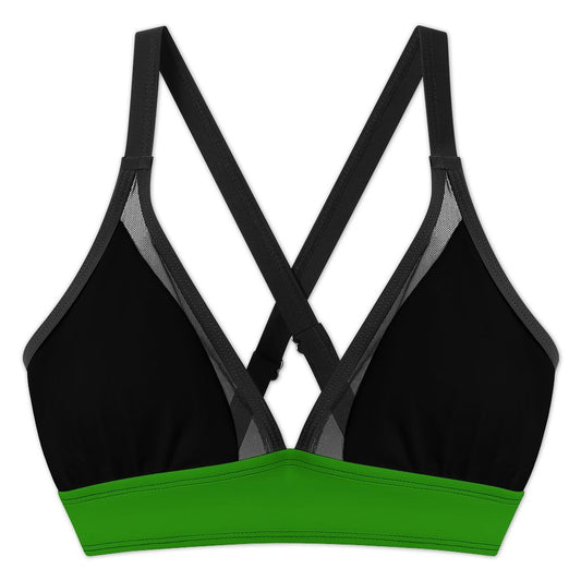 Thin Green Line Flag Inspired Women's Mesh Drawstring Skirt and Swimsuit Set