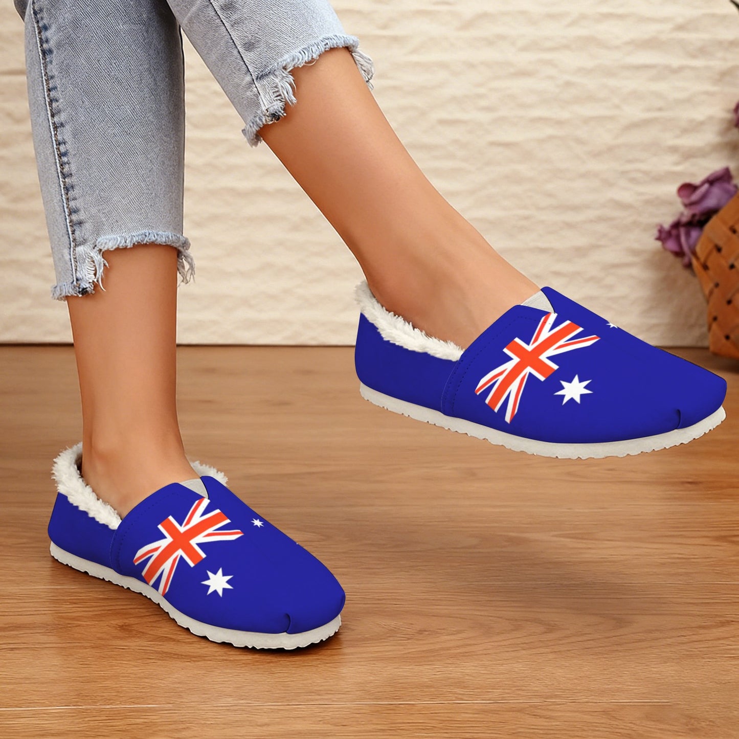 Australia Flag Inspired Women's Fleece-Lined Canvas Slip-On