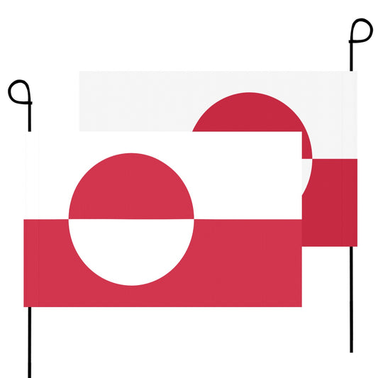 Two Greenland flags on poles from Luv My Flag.