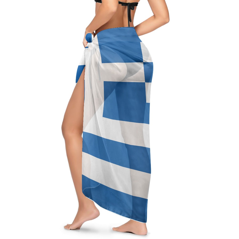 Greece Flag Inspired Bikini Cover-Up
