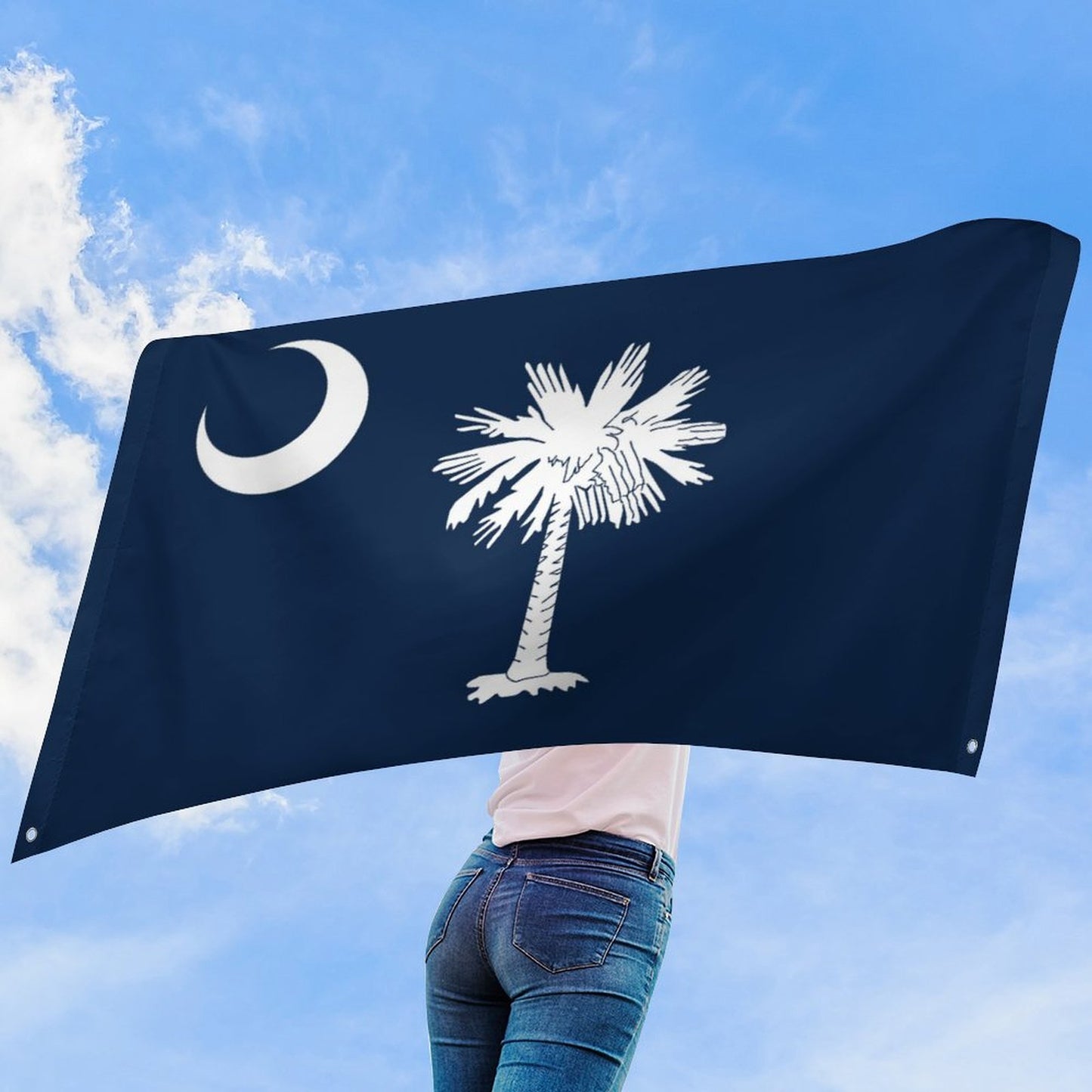 South Carolina Flag Inspired Wall Mount Flag with Four Grommets (35x59 in)