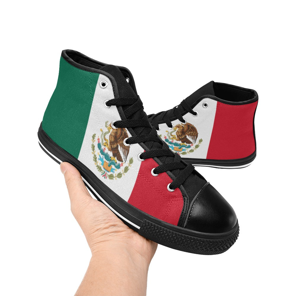Mexico Flag Inspired Kid's High Top Canvas Shoes