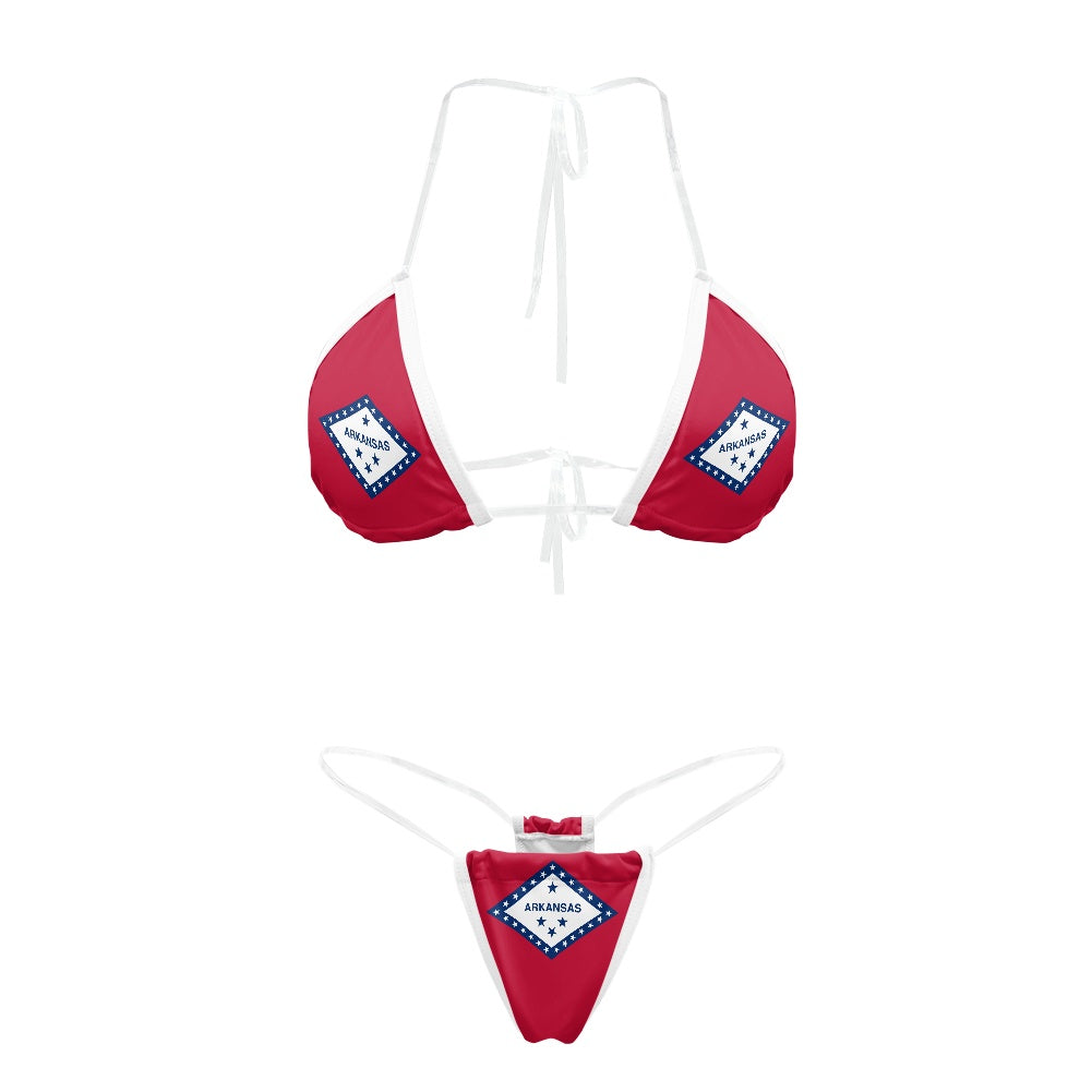 Arkansas Flag Transparent String Thong Bikini