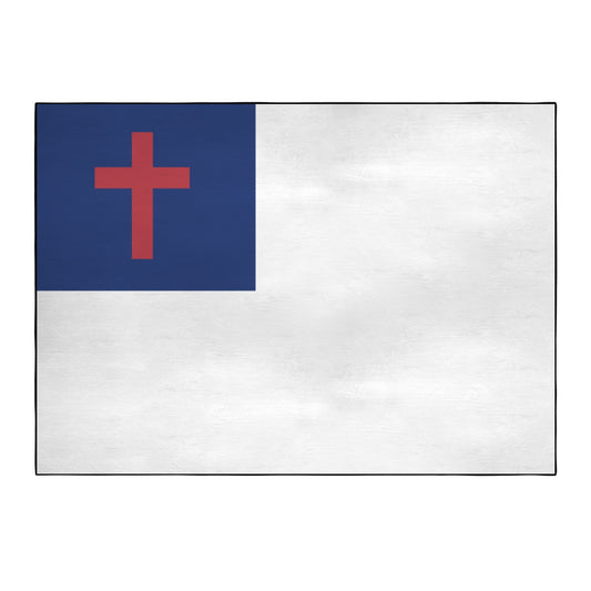 Christian Flag Inspired 84x60 Inch Area Rug with Black Binding (Made in the USA)