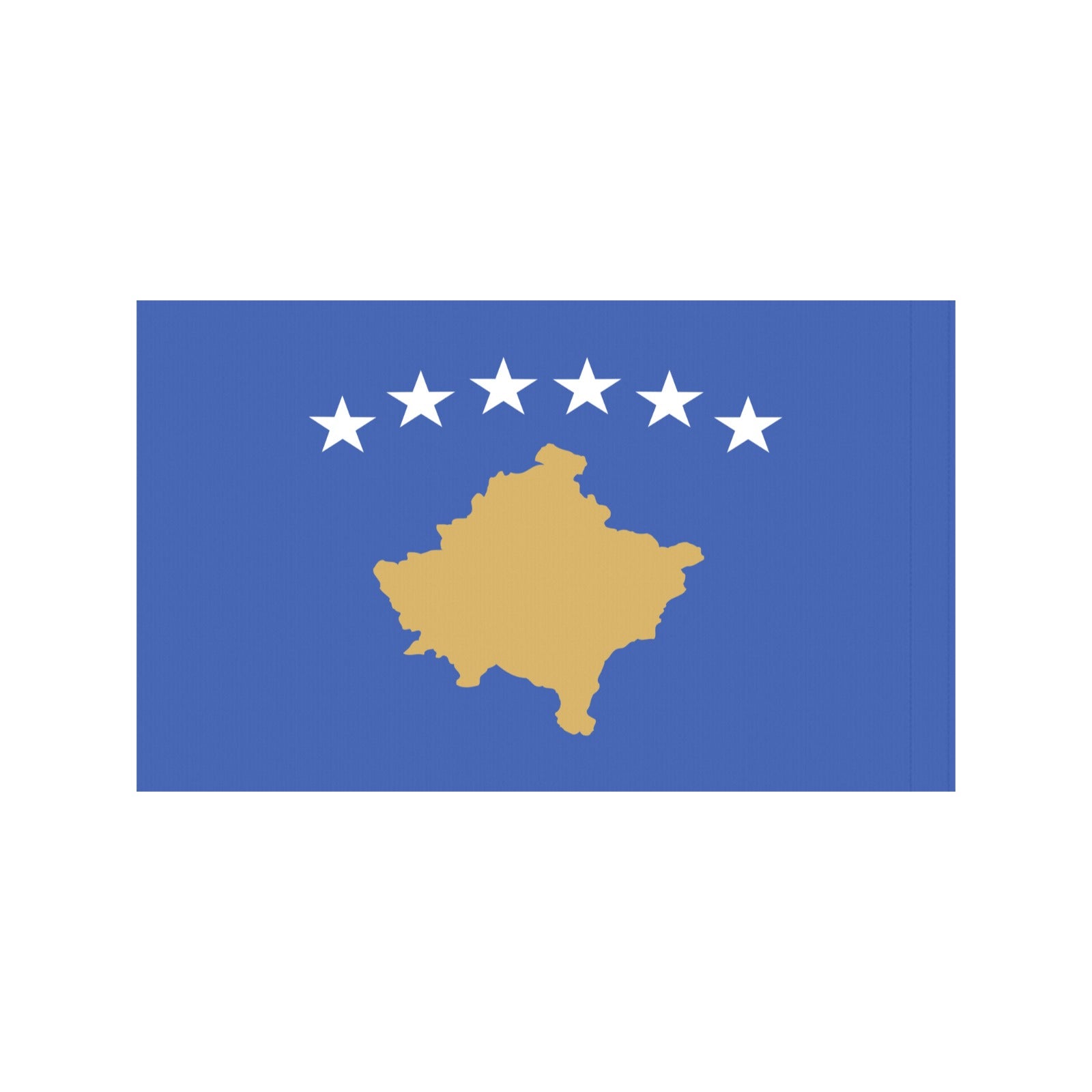 Blue flag with yellow Kosovo map, six stars, Luv My Flag.