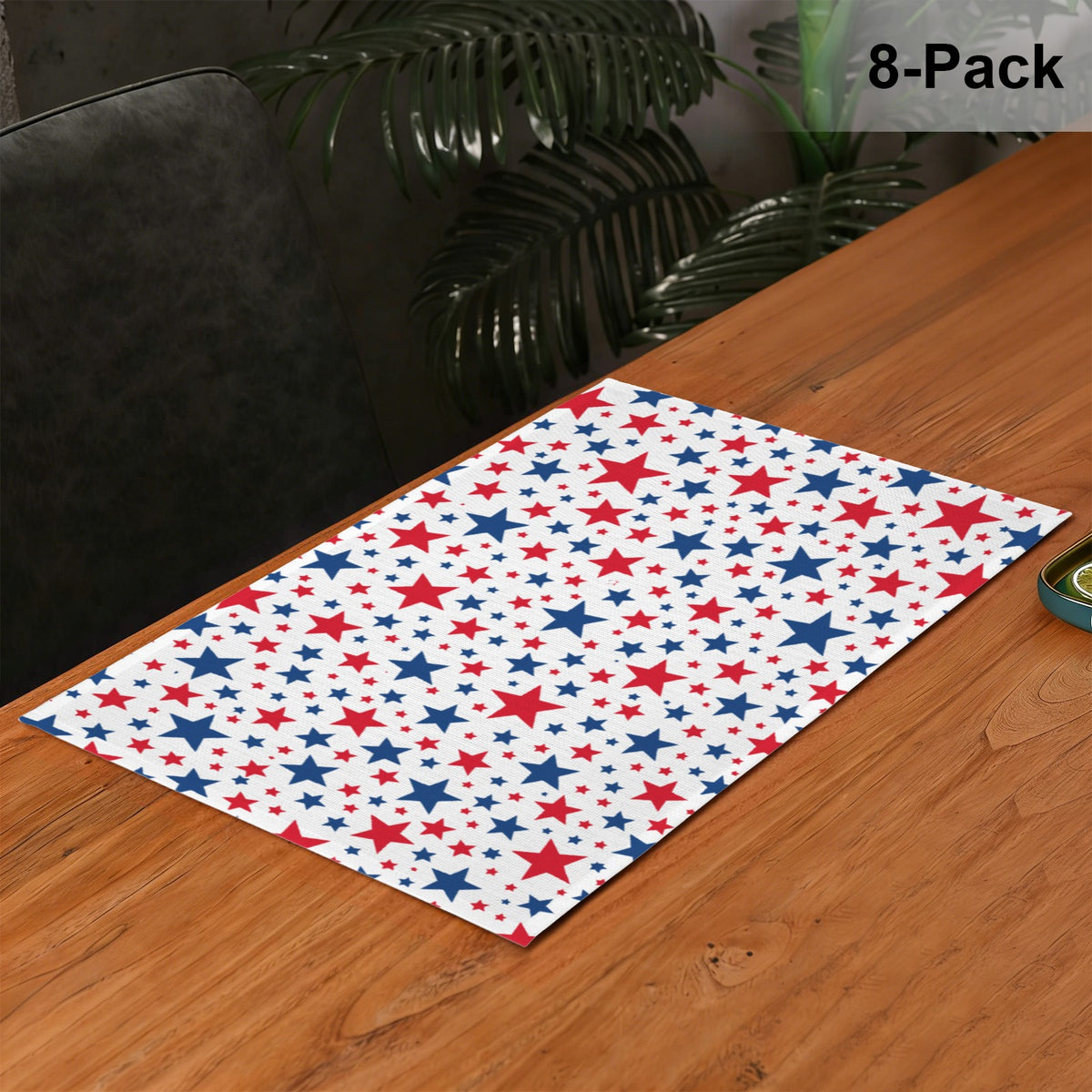 USA/American Flag Inspired Red and Blue Stars Random Pattern Placemat Sets 18”x12” 4, 6, 8, or 12 Pack | Printed in the USA