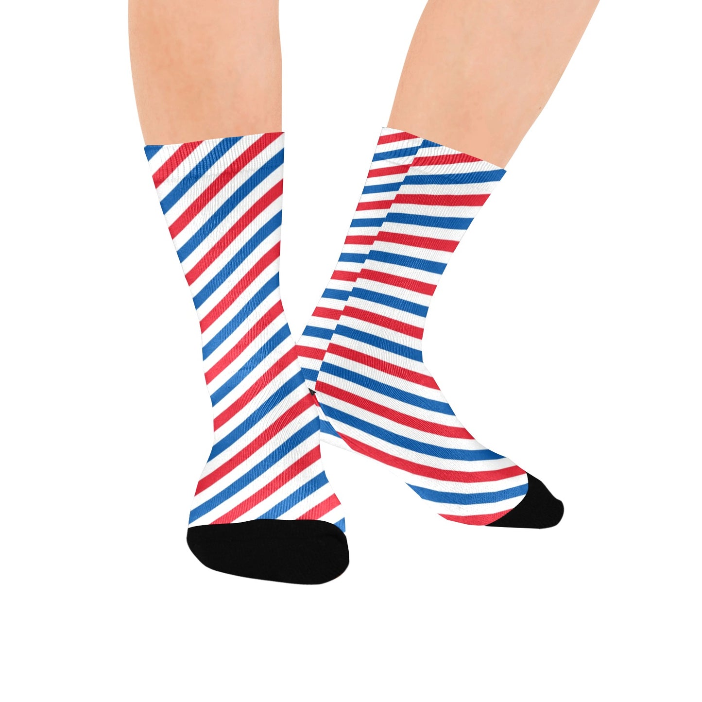 USA/American Flag Inspired Stripe Pattern Women’s Custom Socks Made in the USA