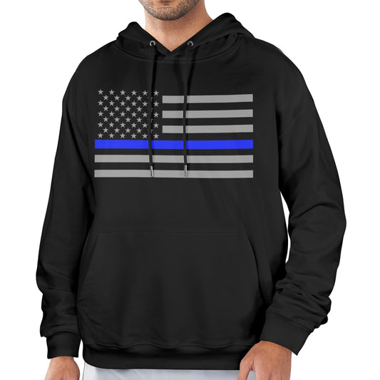 Thin Blue Line Flag Inspired (subdued) Men's Hoodie (Made in the USA)