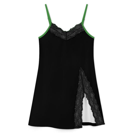 Thin Green Line Flag Inspired Women's Lace Slit Cami Pajama Dress