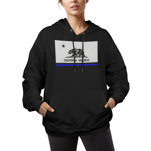 California Thin Blue Line Flag Women's Hoodie (Made in the USA)