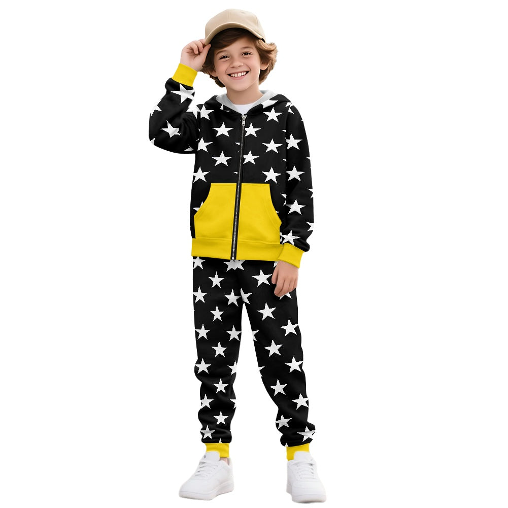 Thin Gold Line Flag Inspired Unisex Kid's Zippered Sportswear Suit