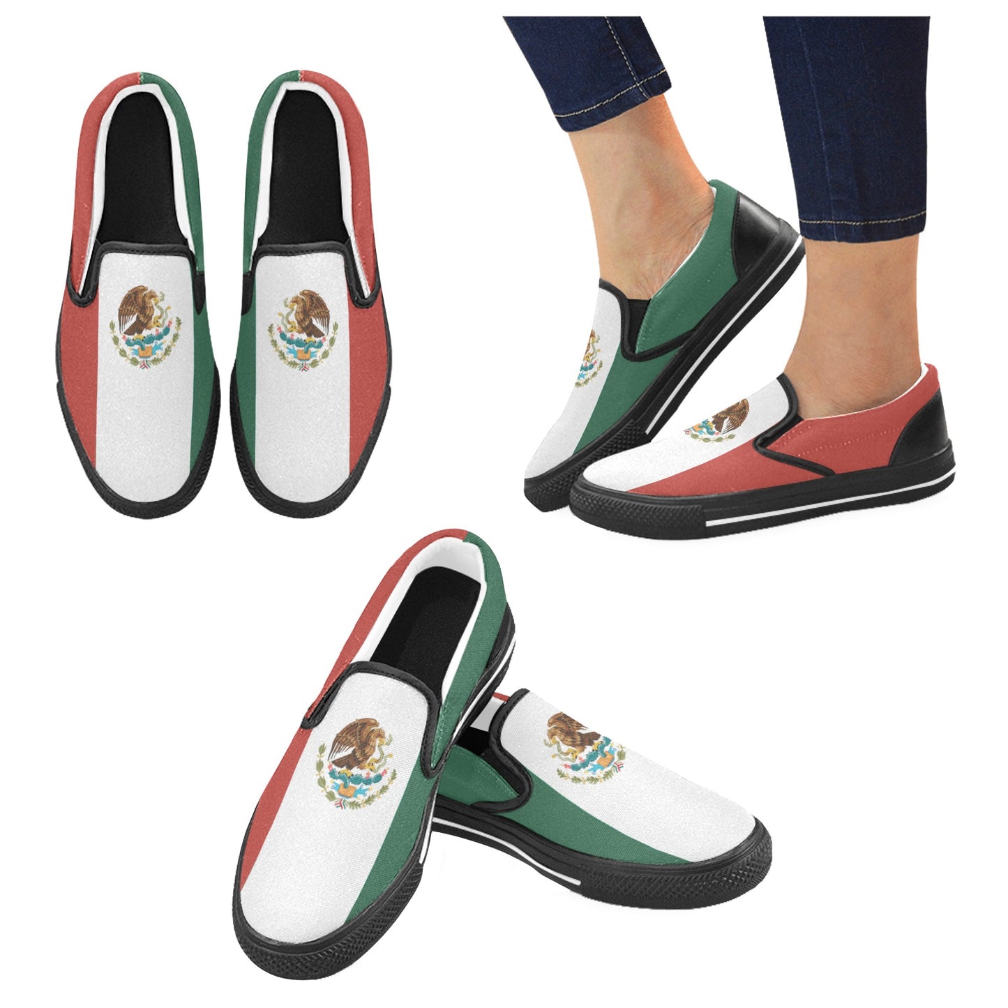 Mexico Flag Inspired Men's Slip-on Canvas Shoes