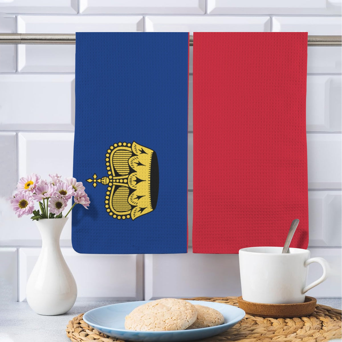 Liechtenstein Flag Inspired Kitchen Towel 40X60cm (Pack of 2) | Printed In the USA