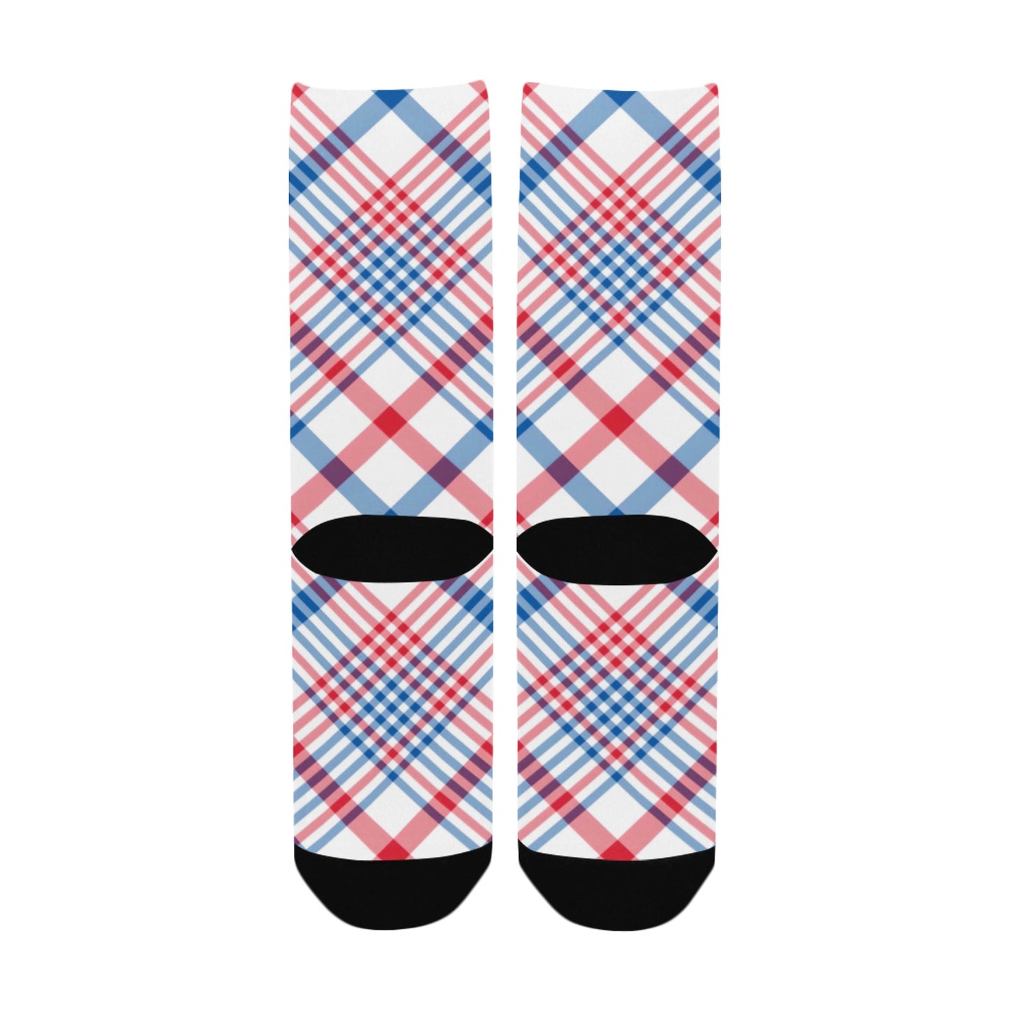 USA/American Flag Inspired Plaid Pattern Women's Custom  Socks | Ships from USA