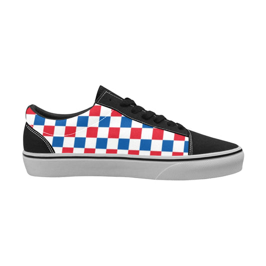 USA/American Flag Inspired Checkered Pattern Women's Lace-Up Canvas Shoes