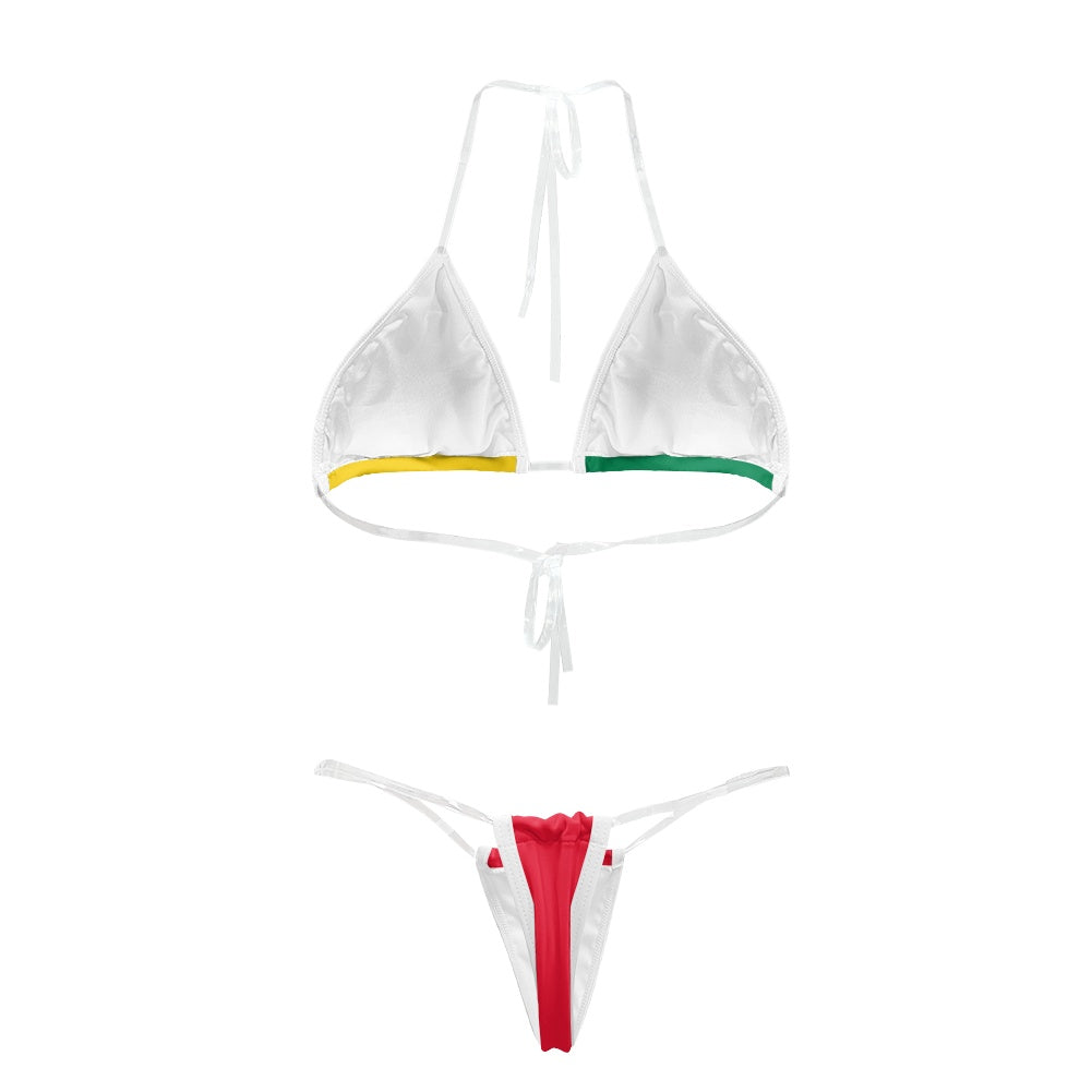 Benin Flag Inspired Transparent String Bikini