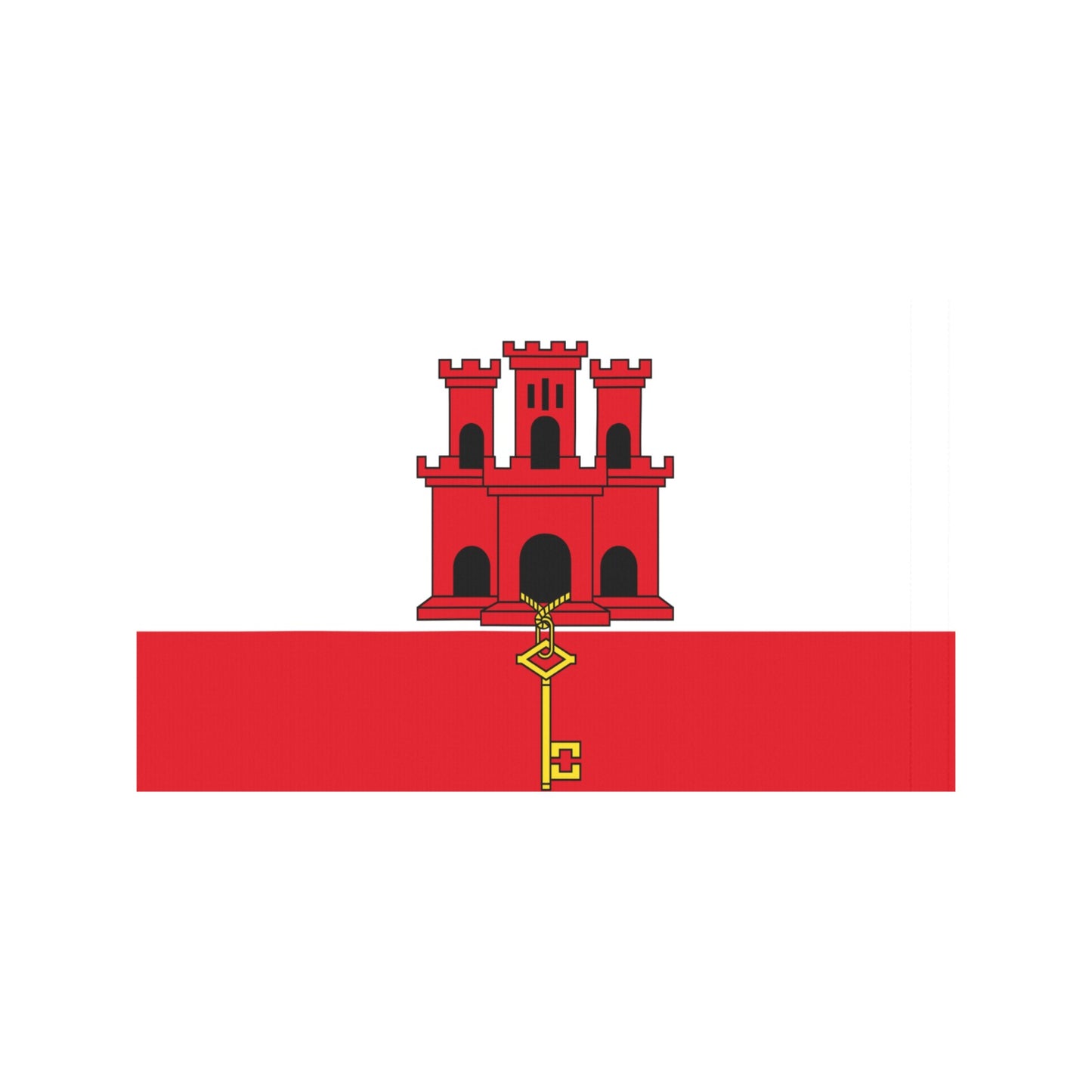Red castle with key on Gibraltar flag, Luv My Flag.