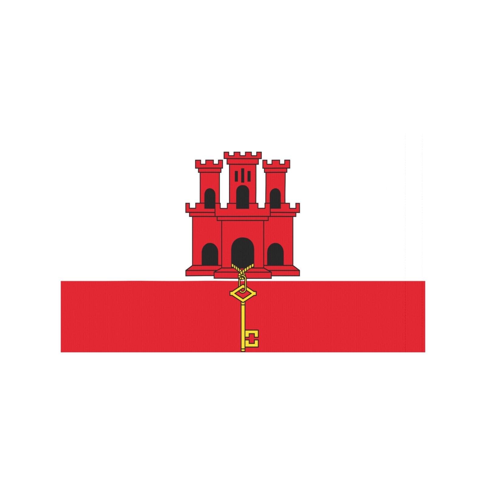 Red castle with key on Gibraltar flag, Luv My Flag.