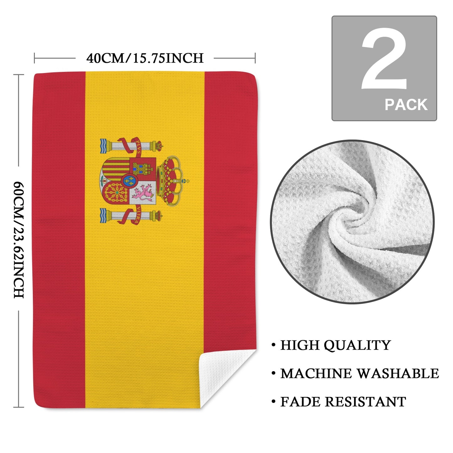 Spain Flag Inspired Kitchen Towel 40X60cm (Pack of 2) (Made in the USA)