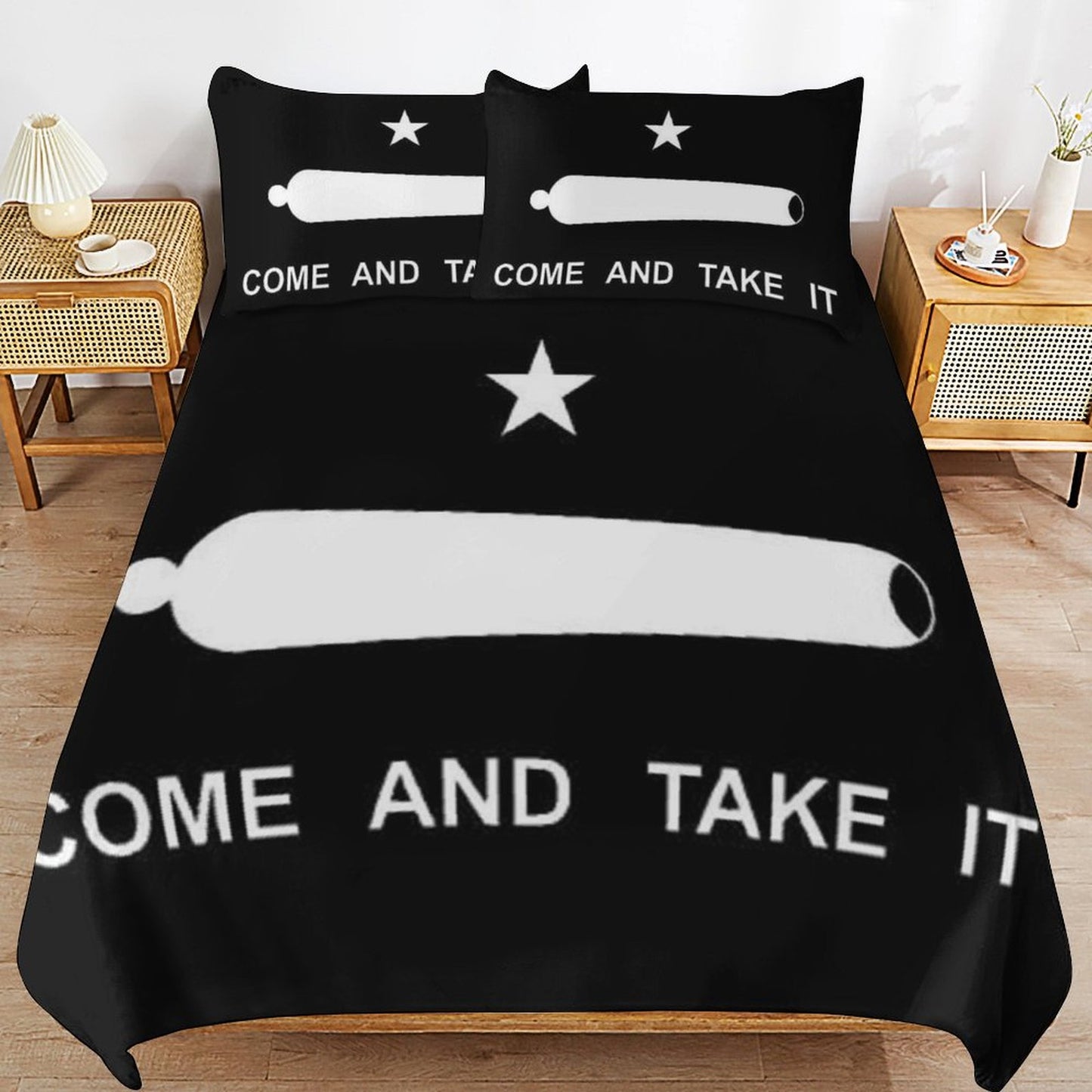 Come and Take It Flag Inspired 3-Piece Bedding Set (1 Duvet Cover + 2 Pillow Shams) – 102"×90"